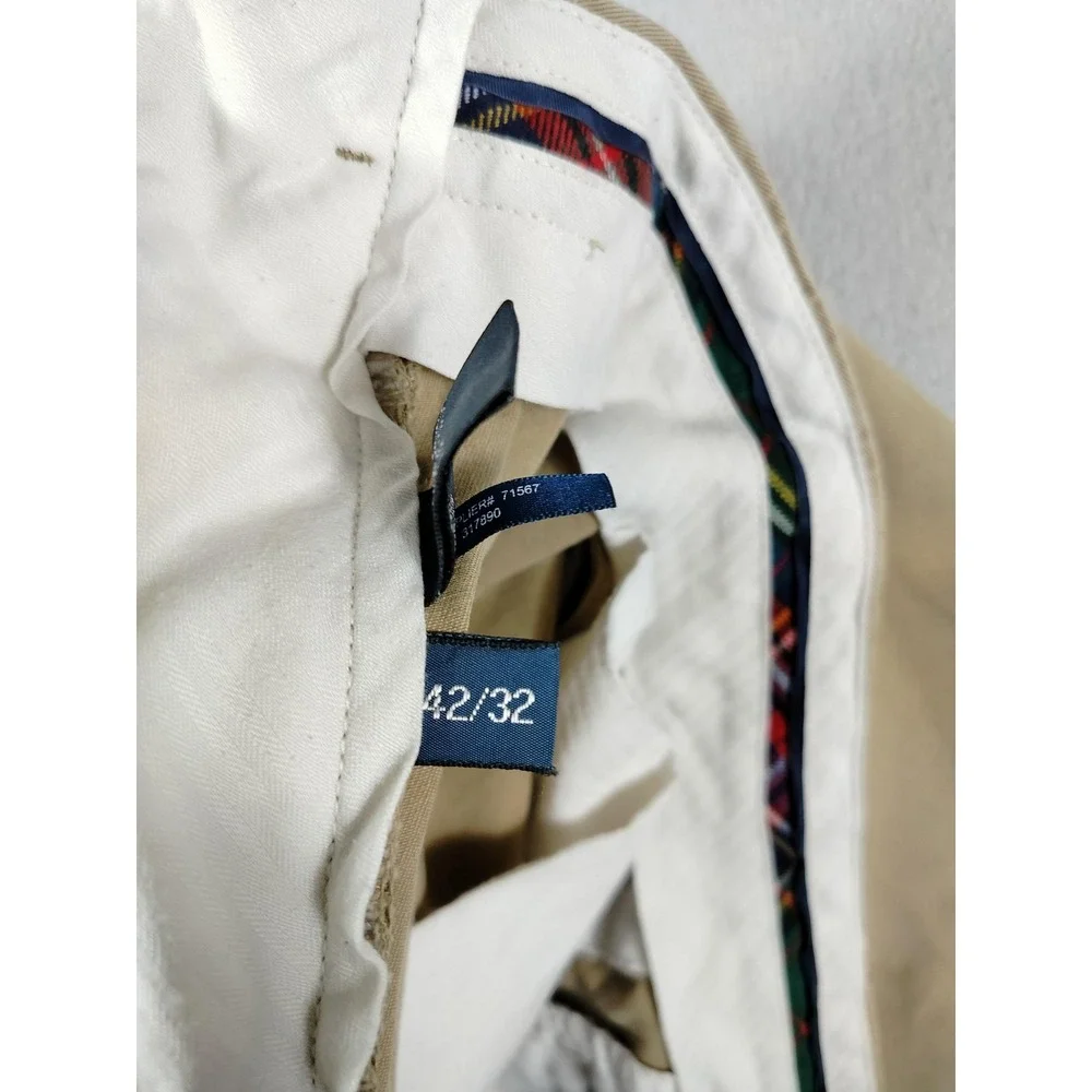 Vintage Polo Ralph Lauren Pants Mens 42 Beige Cotton Chino Flat Front Casual